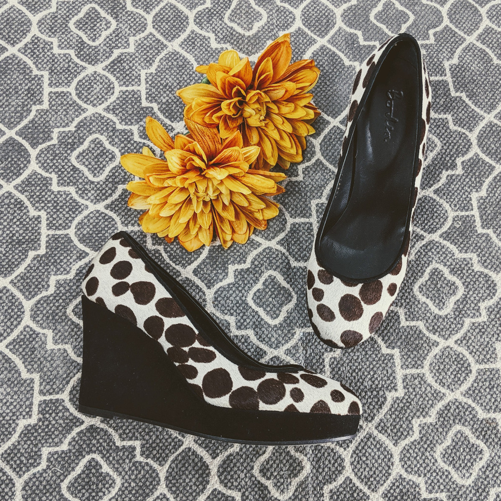 BODEN Platform Wedges Pony Hair Shoes Sz 37